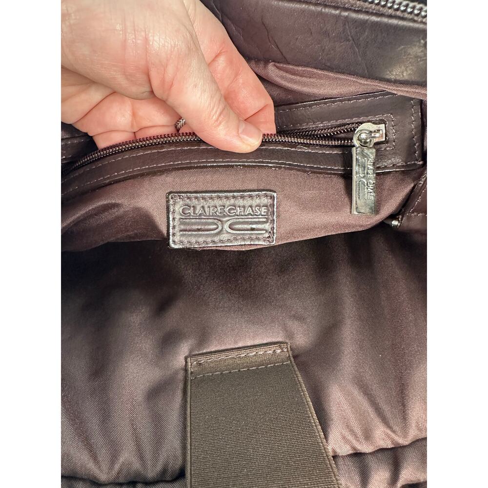 Claire Chase Executive 13"-15" Laptop Bag Dark Brown Leather Pockets Business - Picture 6 of 15